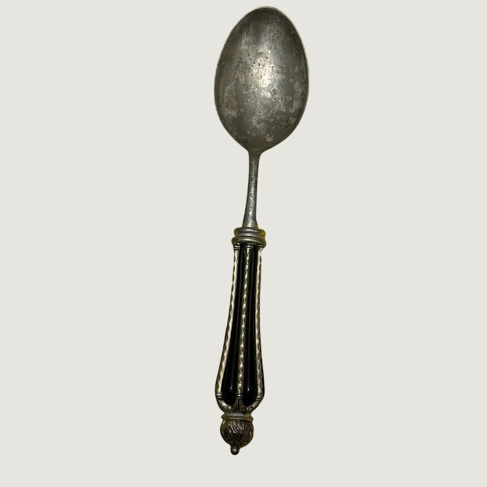 Vintage Wallace Silversmiths Silver Plated Serving Spoon Black Cased Glass 11"